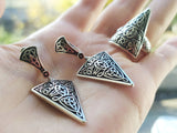 Jewelry set Earrings and ring Sterling silver 925 triangle