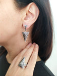Armenian jewelry Earrings Triangle taraz style Sterling silver 925 Taraz jewellery handmade