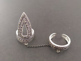 Double ring Sterling Shield ring adjustable jewelry marcasite