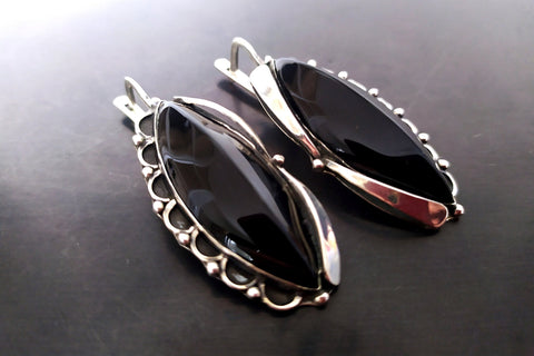 Earrings Armenian jewelry Silver 925 and black onyx One of a kind