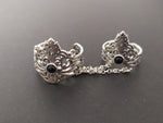 Armenian double ring Sterling silver 925 black onyx