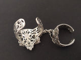Armenian double ring Sterling silver 925 black onyx