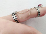 Double ring silver Lab garnet Adjustable STERLING SILVER 925