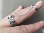 Armenian double ring Sterling silver 925 Lab white pearl Adjustable