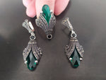 EARRINGS Silver 925 jewelry Marcasite Black onyx