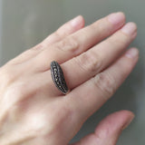 Long delicate earrings and ring marcasite Sterling silver 925
