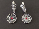 Small earrings red stone SILVER 925