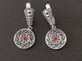 Small earrings red stone SILVER 925