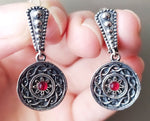 Small earrings red stone SILVER 925