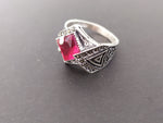 Silver 925 ring with red zircon stone jewellery