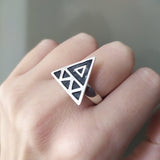 Jewelry SET Earrings hooked and ring Triangle celtic style Sterling silver 925