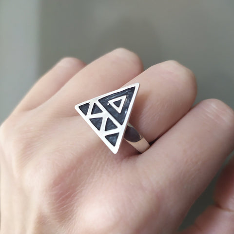 Armenian jewelry Small ring Triangle celtic style Sterling silver 925 Taraz jewellery handmade