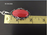 Pendant handmade Sterling silver 925 Natural red coral Oval