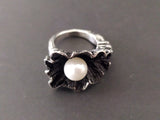 Black 925 Silver jewelry set Lab pearl Dangle Drop Earrings and Ring SET