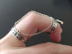 Double ring silver Lab garnet Adjustable STERLING SILVER 925