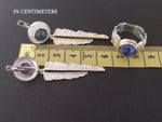 Gold and silver earrings Natural blue lapis lazuli very long earring