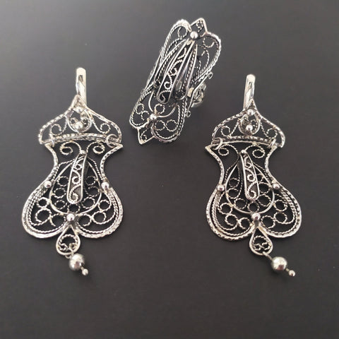 Earrings and ring Armenian handmade jewelry Sterling silver 925