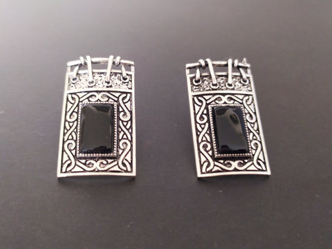 Black onyx silver 925 SET rectangle Earrings