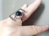 Black onyx silver 925 rectangle Ring Jewelry Armenian handmade