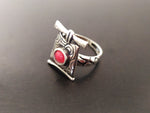 Very long earrings Sterling silver 925 with red lab coral