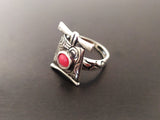 Very long earrings Sterling silver 925 with red lab coral