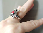 Very long earrings Sterling silver 925 with red lab coral