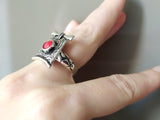 Very long earrings Sterling silver 925 with red lab coral