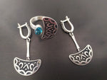 Earrings and Ring Semi circle Sizes US 7 US 8 US 9 silver 925