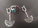 Earrings and Ring Semi circle Sizes US 7 US 8 US 9 silver 925