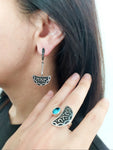 Earrings and Ring Semi circle Sizes US 7 US 8 US 9 silver 925