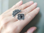 Earrings and Ring semi Black onyx Women jewelry