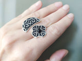 Earrings and Ring semi Black onyx Women jewelry