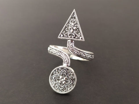 Ring finger cover floral Adjustable Sterling 925