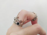 Double ring with black onyx gemstones Silver 925