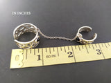 Double ring with black onyx gemstones Silver 925