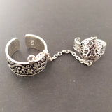 Pomegranate and Grape Double ring with chain Silver 925