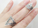 Double ring Silver 925 triangle pointed