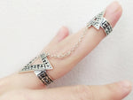 Double ring Silver 925 triangle pointed