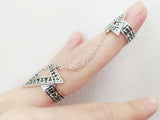 Double ring Silver 925 triangle pointed
