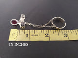 Double ring silver Lab garnet Adjustable STERLING SILVER 925