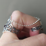 Armenian double ring Sterling silver 925 Lab red garnet Adjustable rings for women