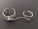 Armenian double ring Sterling silver 925 Lab white pearl Adjustable