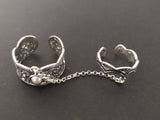 Armenian double ring Sterling silver 925 Lab white pearl Adjustable