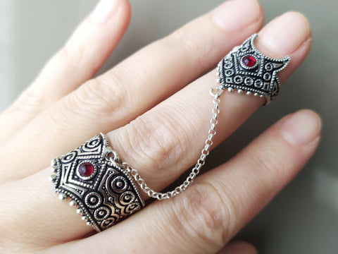 Armor ring Sterling silver 925 Double Armenian jewelry