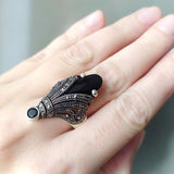 Ring Silver 925 Armenian jewelry Marcasite Black onyx