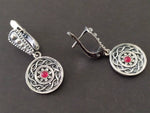 Small earrings red stone SILVER 925