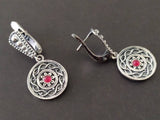 Small earrings red stone SILVER 925