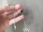 Earrings on chain Hooked Triangle celtic style Sterling silver 925