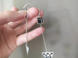 Earrings on chain Hooked Triangle celtic style Sterling silver 925