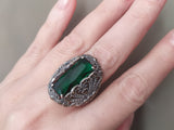 Marcasite ring grass green SILVER 925 lab topaz green accessories